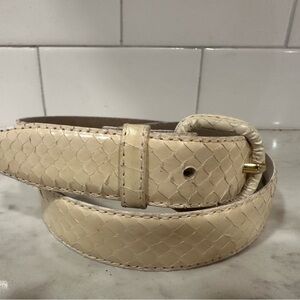 Cream Exotic Snake Belt with Gold and skin Buckle